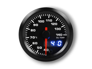 Oil Temp Gauge (40-140C) 52mm Dual Display - Electronic - Multi Color