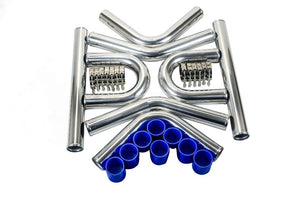Kit de tuyaux de refroidisseur intermédiaire universel en aluminium, 2,25 pouces, 57mm, + menuisiers + colliers de serrage en T