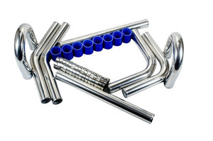 Kit de tuyaux de refroidisseur intermédiaire universel en aluminium, 2,25 pouces, 57mm, + menuisiers + colliers de serrage en T