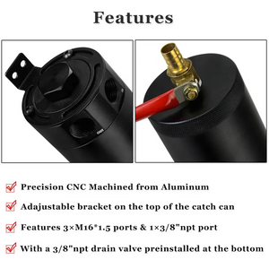 0.2L Oil Catch Can 2-Port Baffled with Engine Oil Separator